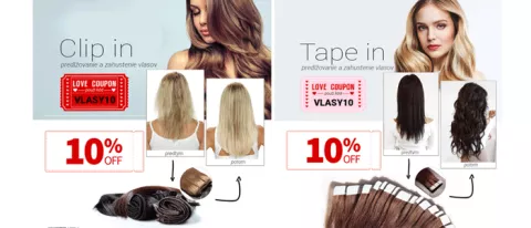 Dnes -10% na Cip-in vlasy a Tape-in vlasy