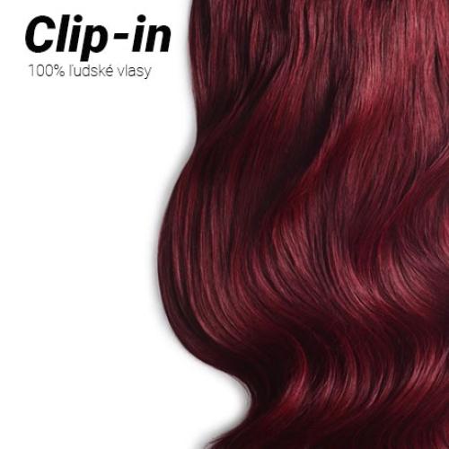 Clip-in vlasy Premium, odtieň #99J, 50cm - 130g