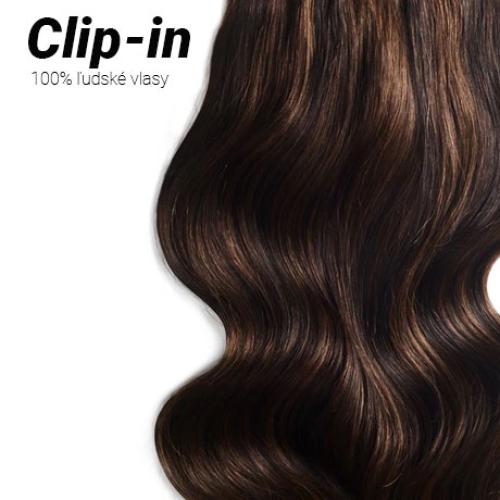 Clip-in vlasy Premium, melír #2/4/6, 35cm - 130g