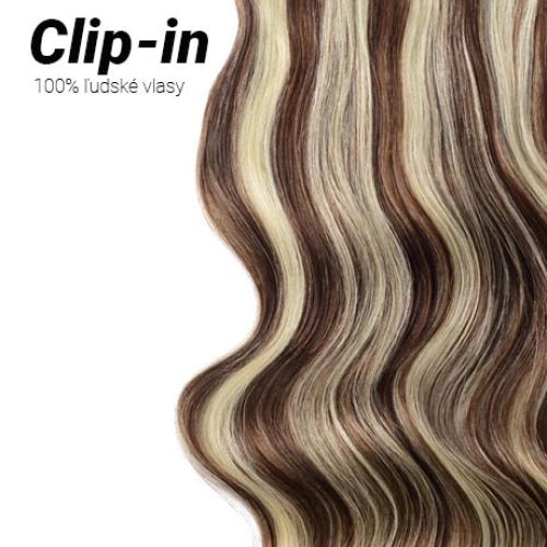 Clip-in vlasy Premium, odtieň #4/613, 35cm - 130g